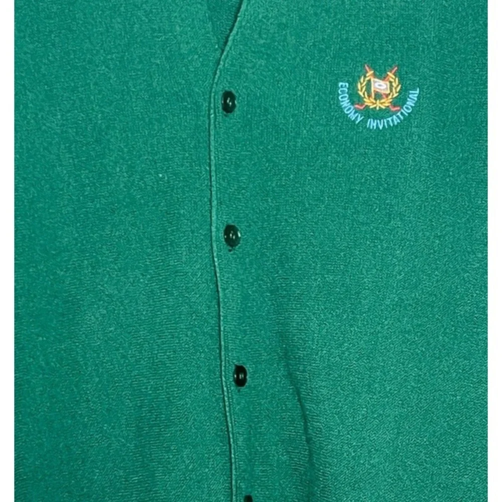 Vintage Pickering Cardigan Sweater Men's Lg‎ Green Economy Invitational Golf USA
